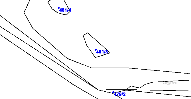 Parcela st. 401/3 v KÚ Budyně nad Ohří, Katastrální mapa