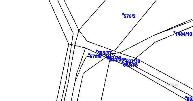 Parcela st. 583/37 v KÚ Budyně nad Ohří, Katastrální mapa