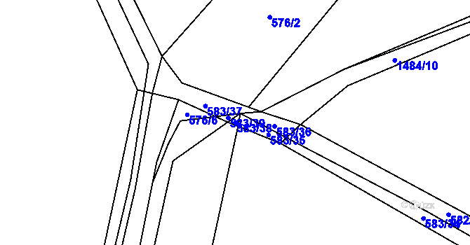 Parcela st. 583/38 v KÚ Budyně nad Ohří, Katastrální mapa