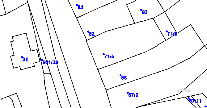 Parcela st. 71/5 v KÚ Buchlovice, Katastrální mapa