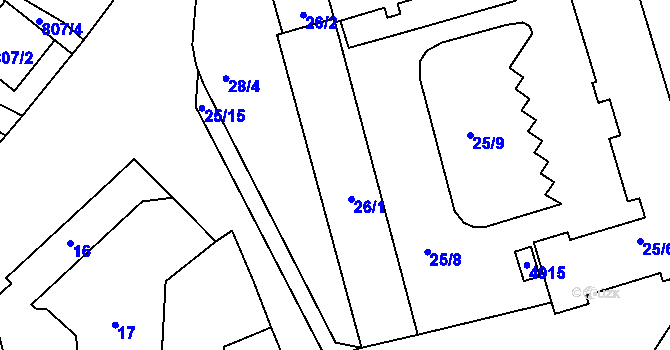 Parcela st. 26 v KÚ Buchlovice, Katastrální mapa