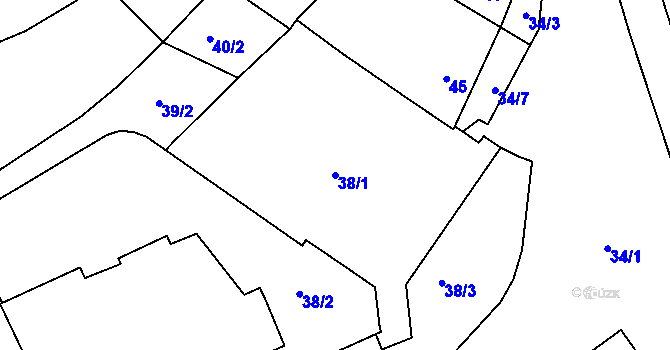 Parcela st. 38/1 v KÚ Buchlovice, Katastrální mapa