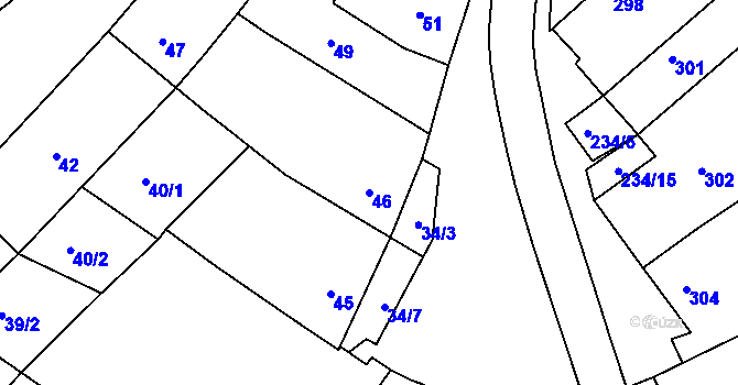 Parcela st. 46 v KÚ Buchlovice, Katastrální mapa