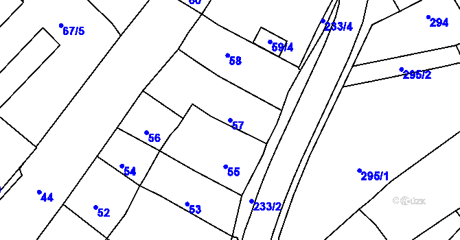 Parcela st. 57 v KÚ Buchlovice, Katastrální mapa
