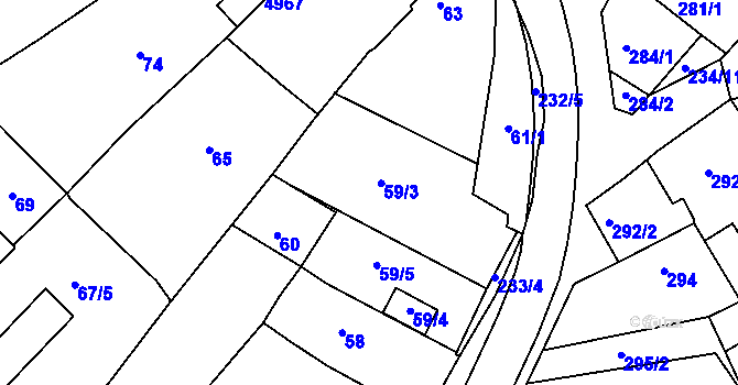 Parcela st. 59 v KÚ Buchlovice, Katastrální mapa