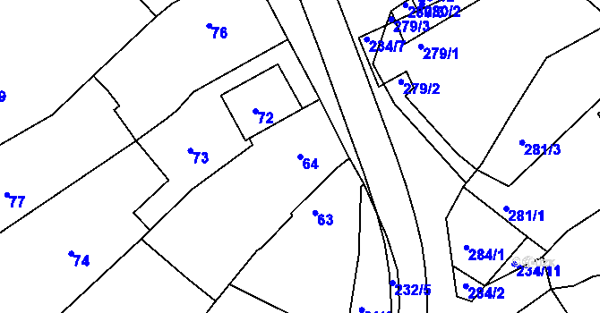 Parcela st. 64 v KÚ Buchlovice, Katastrální mapa