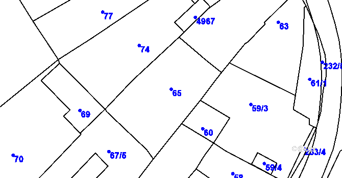 Parcela st. 65 v KÚ Buchlovice, Katastrální mapa