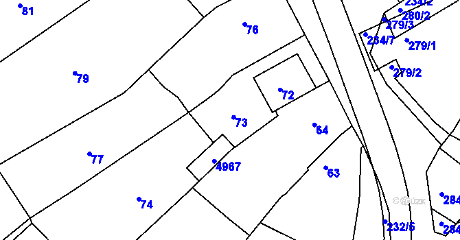 Parcela st. 73 v KÚ Buchlovice, Katastrální mapa