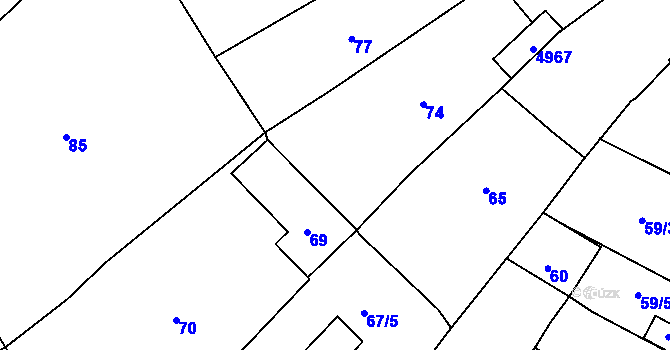 Parcela st. 75 v KÚ Buchlovice, Katastrální mapa