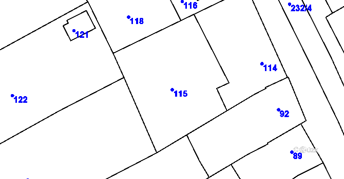 Parcela st. 115 v KÚ Buchlovice, Katastrální mapa