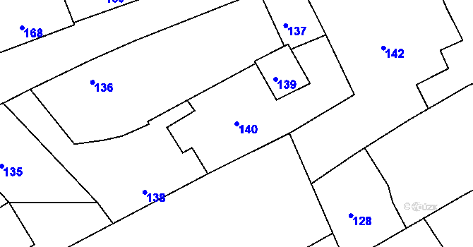 Parcela st. 140 v KÚ Buchlovice, Katastrální mapa