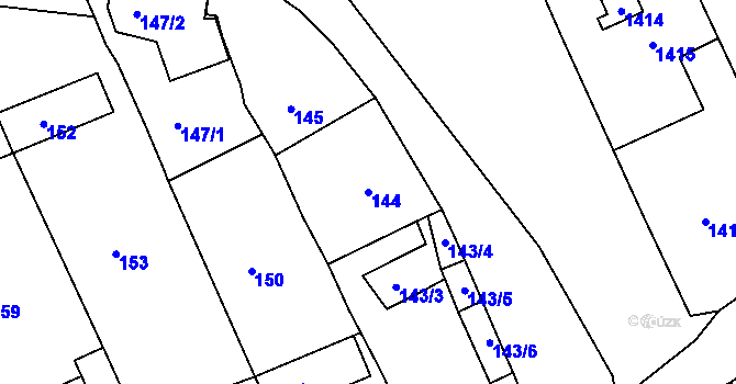 Parcela st. 144 v KÚ Buchlovice, Katastrální mapa