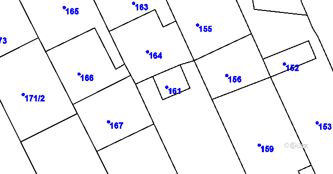 Parcela st. 161 v KÚ Buchlovice, Katastrální mapa
