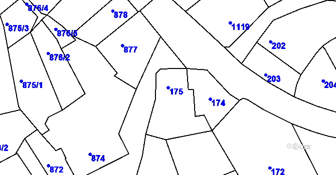 Parcela st. 175 v KÚ Buchlovice, Katastrální mapa