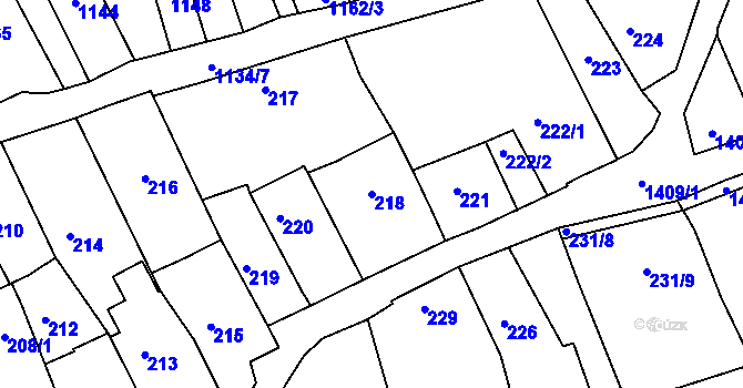 Parcela st. 218 v KÚ Buchlovice, Katastrální mapa