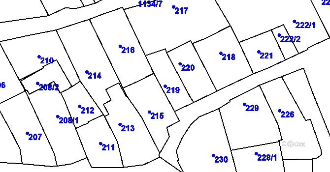 Parcela st. 219 v KÚ Buchlovice, Katastrální mapa