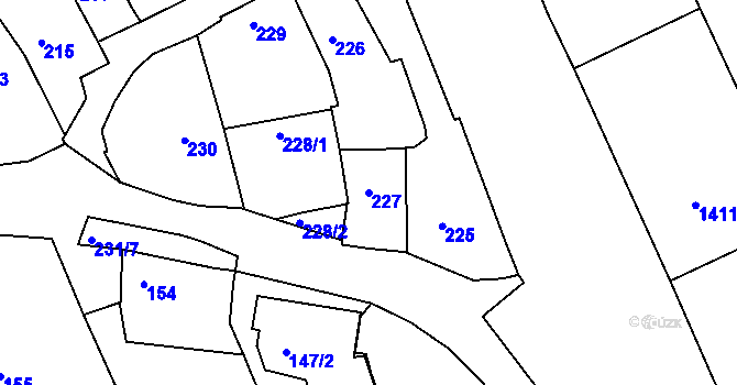 Parcela st. 227 v KÚ Buchlovice, Katastrální mapa