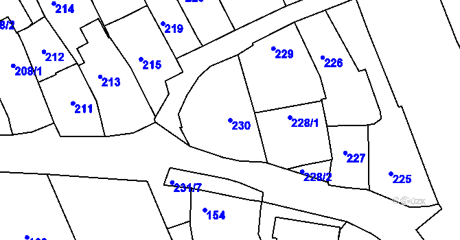 Parcela st. 230 v KÚ Buchlovice, Katastrální mapa