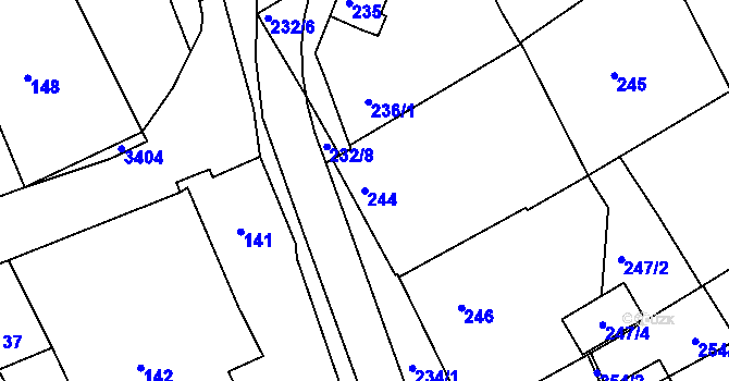 Parcela st. 244 v KÚ Buchlovice, Katastrální mapa