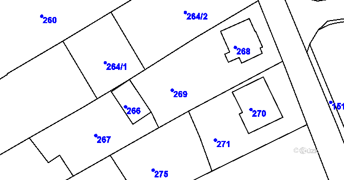 Parcela st. 269 v KÚ Buchlovice, Katastrální mapa