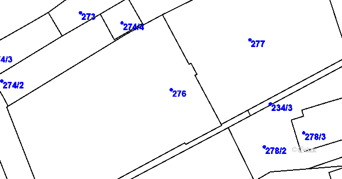 Parcela st. 276 v KÚ Buchlovice, Katastrální mapa