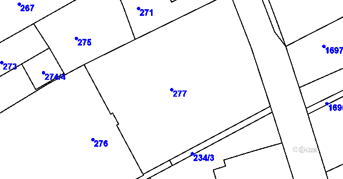 Parcela st. 277 v KÚ Buchlovice, Katastrální mapa