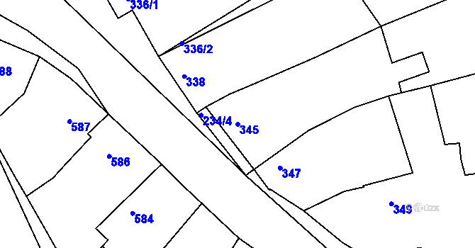 Parcela st. 345 v KÚ Buchlovice, Katastrální mapa