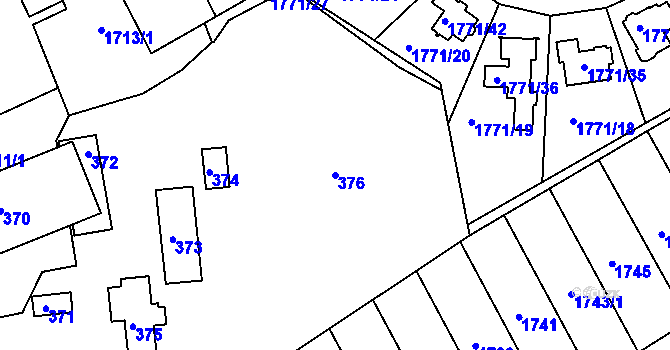 Parcela st. 376 v KÚ Buchlovice, Katastrální mapa