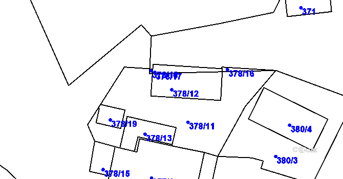 Parcela st. 378/12 v KÚ Buchlovice, Katastrální mapa