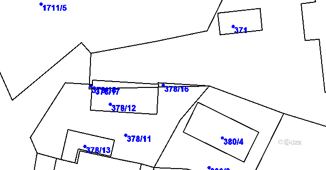 Parcela st. 378/16 v KÚ Buchlovice, Katastrální mapa