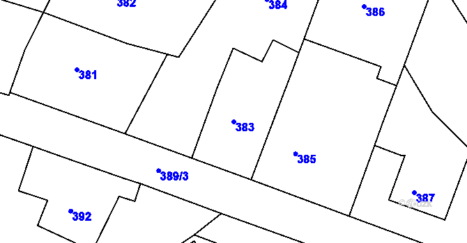 Parcela st. 383 v KÚ Buchlovice, Katastrální mapa