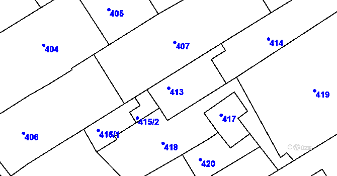 Parcela st. 413 v KÚ Buchlovice, Katastrální mapa