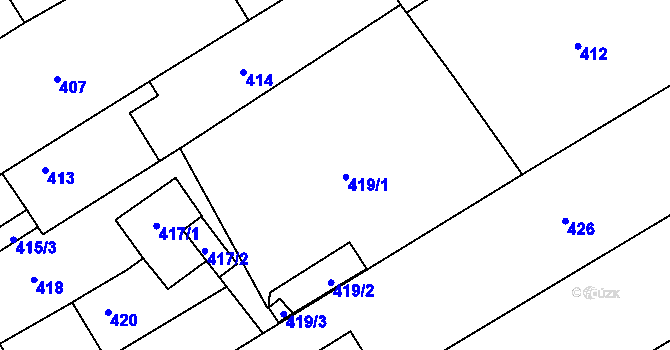 Parcela st. 419 v KÚ Buchlovice, Katastrální mapa