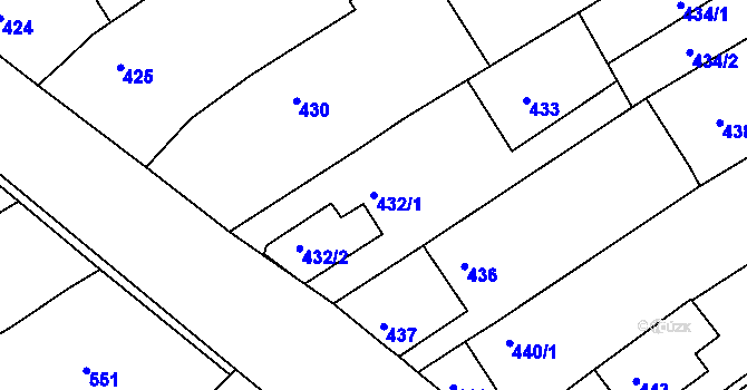 Parcela st. 432/1 v KÚ Buchlovice, Katastrální mapa