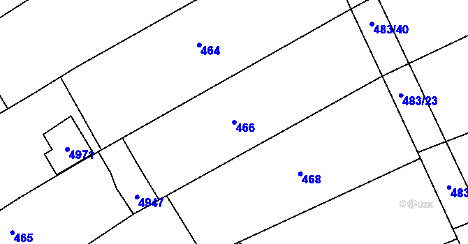 Parcela st. 466 v KÚ Buchlovice, Katastrální mapa