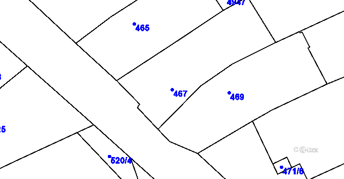 Parcela st. 467 v KÚ Buchlovice, Katastrální mapa