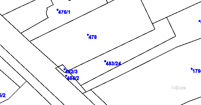 Parcela st. 482/2 v KÚ Buchlovice, Katastrální mapa
