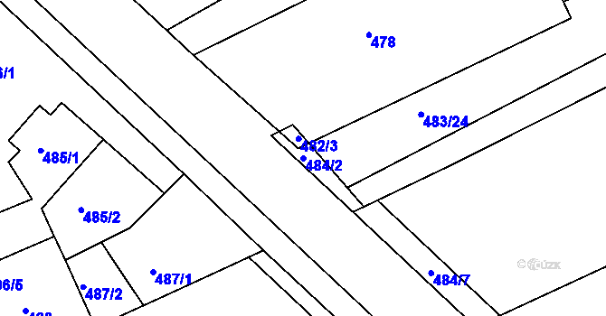 Parcela st. 484/2 v KÚ Buchlovice, Katastrální mapa