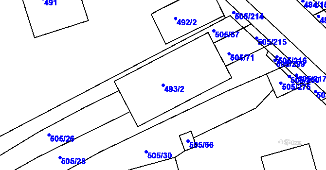 Parcela st. 493/2 v KÚ Buchlovice, Katastrální mapa