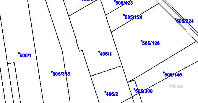 Parcela st. 496/1 v KÚ Buchlovice, Katastrální mapa