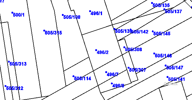 Parcela st. 496/2 v KÚ Buchlovice, Katastrální mapa