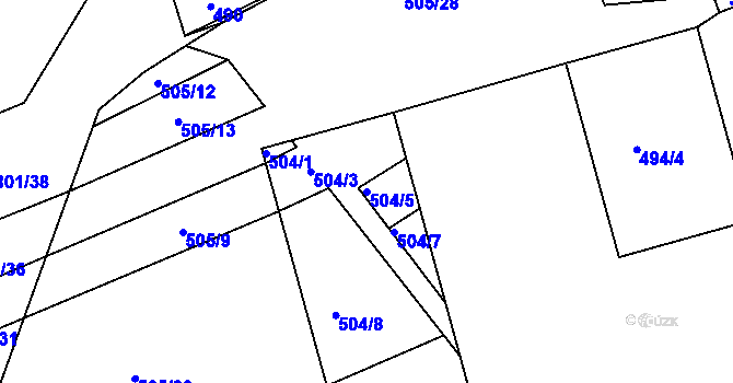 Parcela st. 504/5 v KÚ Buchlovice, Katastrální mapa