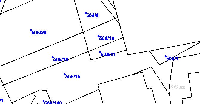 Parcela st. 504/11 v KÚ Buchlovice, Katastrální mapa