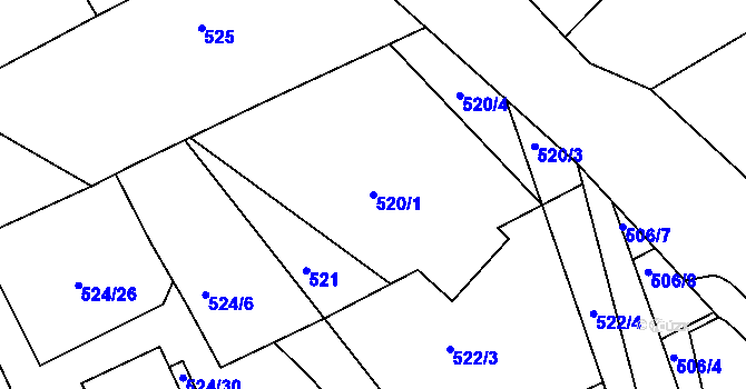 Parcela st. 520/1 v KÚ Buchlovice, Katastrální mapa