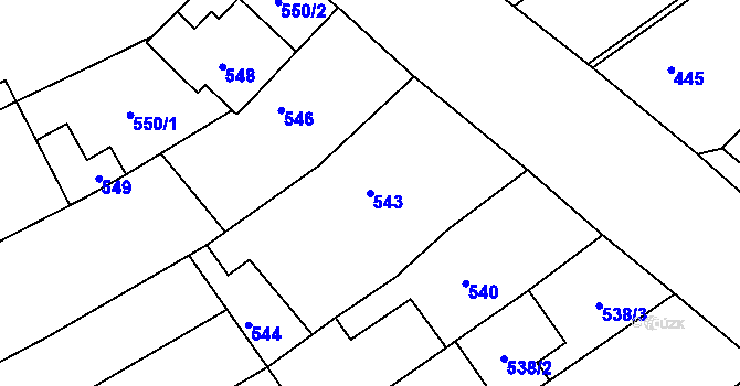 Parcela st. 543 v KÚ Buchlovice, Katastrální mapa