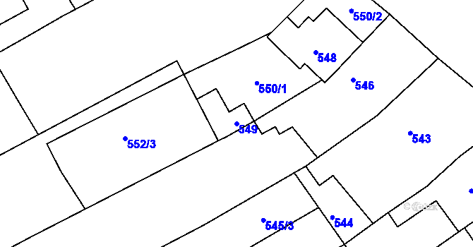 Parcela st. 549 v KÚ Buchlovice, Katastrální mapa