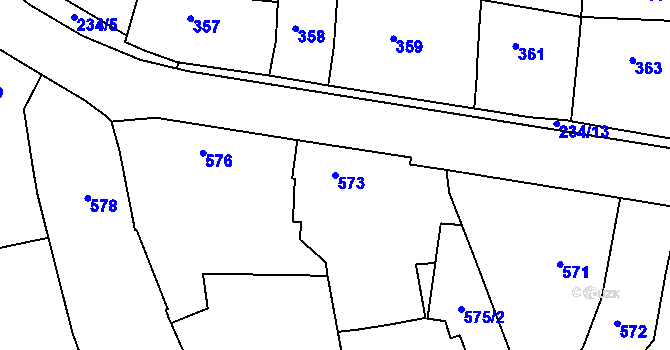 Parcela st. 573 v KÚ Buchlovice, Katastrální mapa