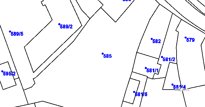Parcela st. 585 v KÚ Buchlovice, Katastrální mapa