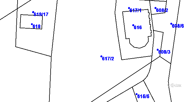 Parcela st. 617 v KÚ Buchlovice, Katastrální mapa