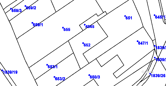 Parcela st. 652 v KÚ Buchlovice, Katastrální mapa